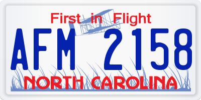 NC license plate AFM2158