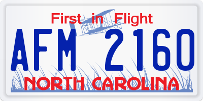 NC license plate AFM2160