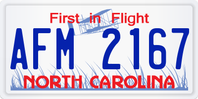 NC license plate AFM2167