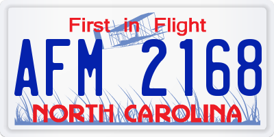 NC license plate AFM2168