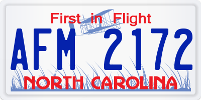 NC license plate AFM2172