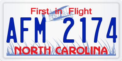 NC license plate AFM2174