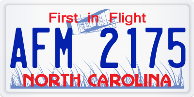 NC license plate AFM2175