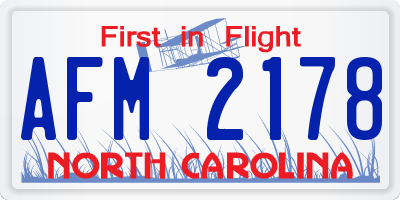 NC license plate AFM2178