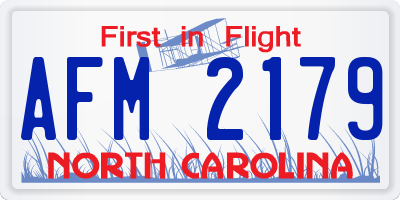 NC license plate AFM2179