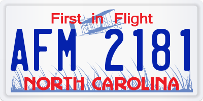 NC license plate AFM2181