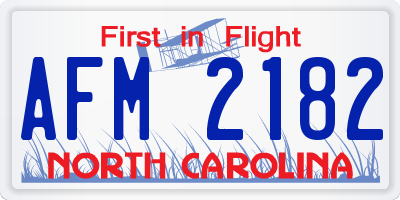 NC license plate AFM2182
