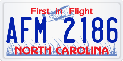 NC license plate AFM2186