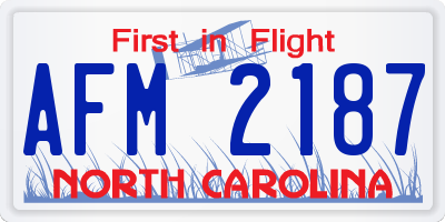 NC license plate AFM2187