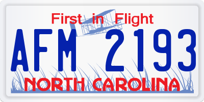NC license plate AFM2193