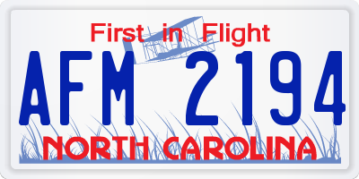 NC license plate AFM2194