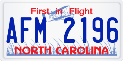 NC license plate AFM2196