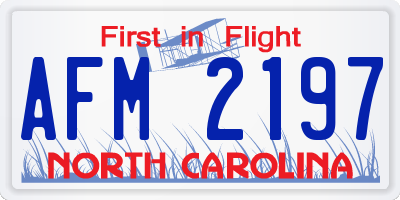 NC license plate AFM2197