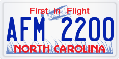 NC license plate AFM2200