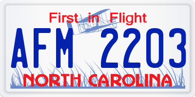 NC license plate AFM2203