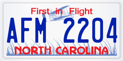 NC license plate AFM2204