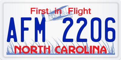 NC license plate AFM2206