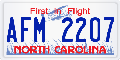 NC license plate AFM2207