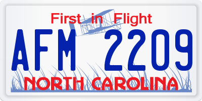 NC license plate AFM2209