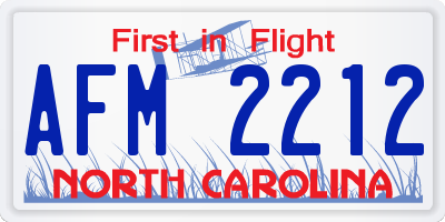NC license plate AFM2212