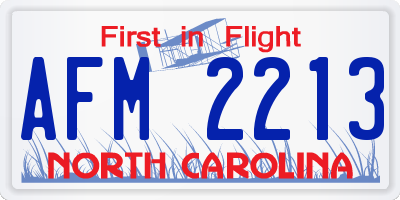 NC license plate AFM2213