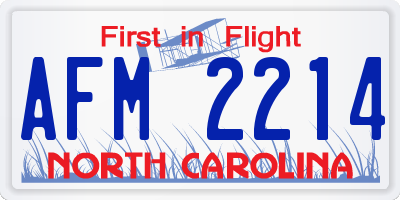 NC license plate AFM2214