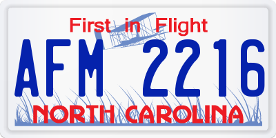 NC license plate AFM2216