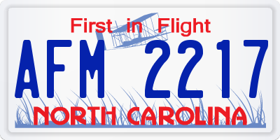 NC license plate AFM2217
