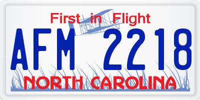 NC license plate AFM2218