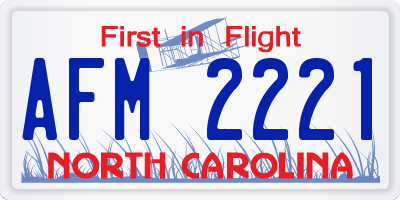 NC license plate AFM2221