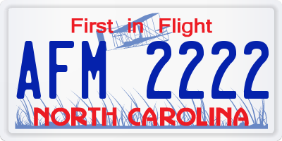 NC license plate AFM2222