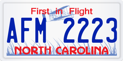 NC license plate AFM2223