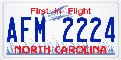 NC license plate AFM2224