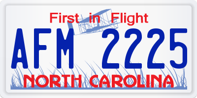 NC license plate AFM2225