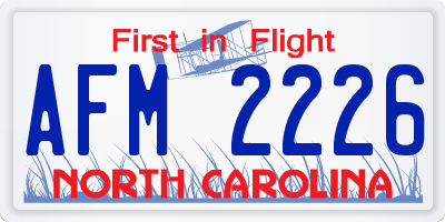 NC license plate AFM2226