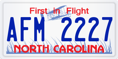 NC license plate AFM2227