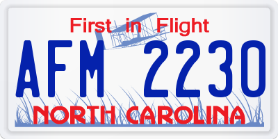 NC license plate AFM2230