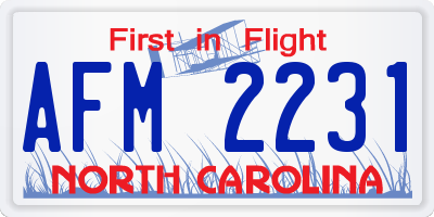 NC license plate AFM2231