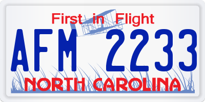 NC license plate AFM2233