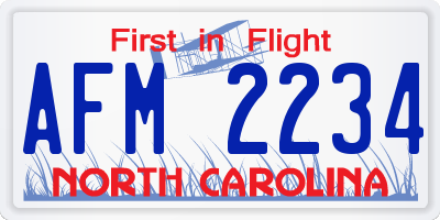 NC license plate AFM2234
