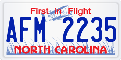 NC license plate AFM2235