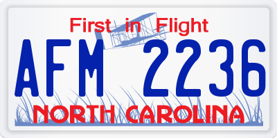 NC license plate AFM2236