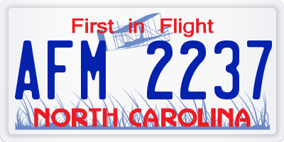 NC license plate AFM2237