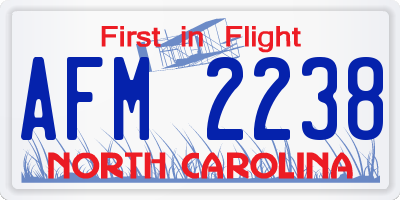 NC license plate AFM2238