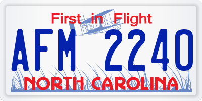NC license plate AFM2240