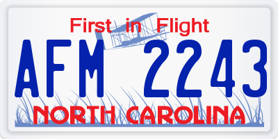 NC license plate AFM2243
