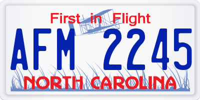 NC license plate AFM2245