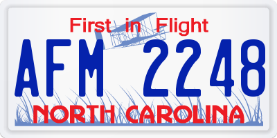 NC license plate AFM2248