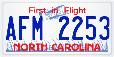 NC license plate AFM2253