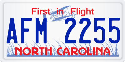 NC license plate AFM2255
